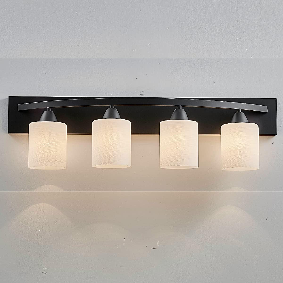 Matte Black Vanity Bath Light Bar - Modern Interior Lighting Fixtures over Mirror - with 4 Lights - Ideal for Bathroom and Make up Vanity Area Lights - Easy to Install - 7 X 32 X 8.5 Inches