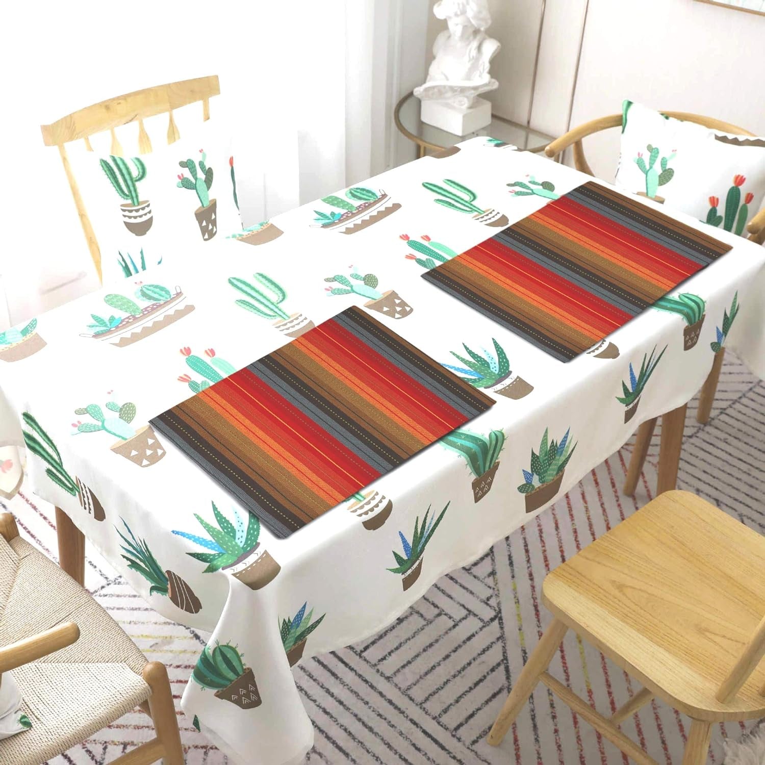Placemats for Dining Table 100% Cotton Placemats 14''X20'' over Sized Tablemats Set of 6 Placemats Multi Color Cuisine Stripes Tablemats for Family Dinners Wedding Parties Placemats