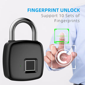 Fingerprint Lock Home Luggage Dormitory Locker Warehouse Door Security Electronic Padlock for Garage Doors,Luggage, Luggage