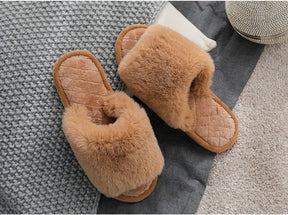 Women'S Fuzzy Fur Flat Slippers Soft Open Toe House Slippers Memory Foam Sandals Slides Home Slippers for Girls Men Indoor Outdoor